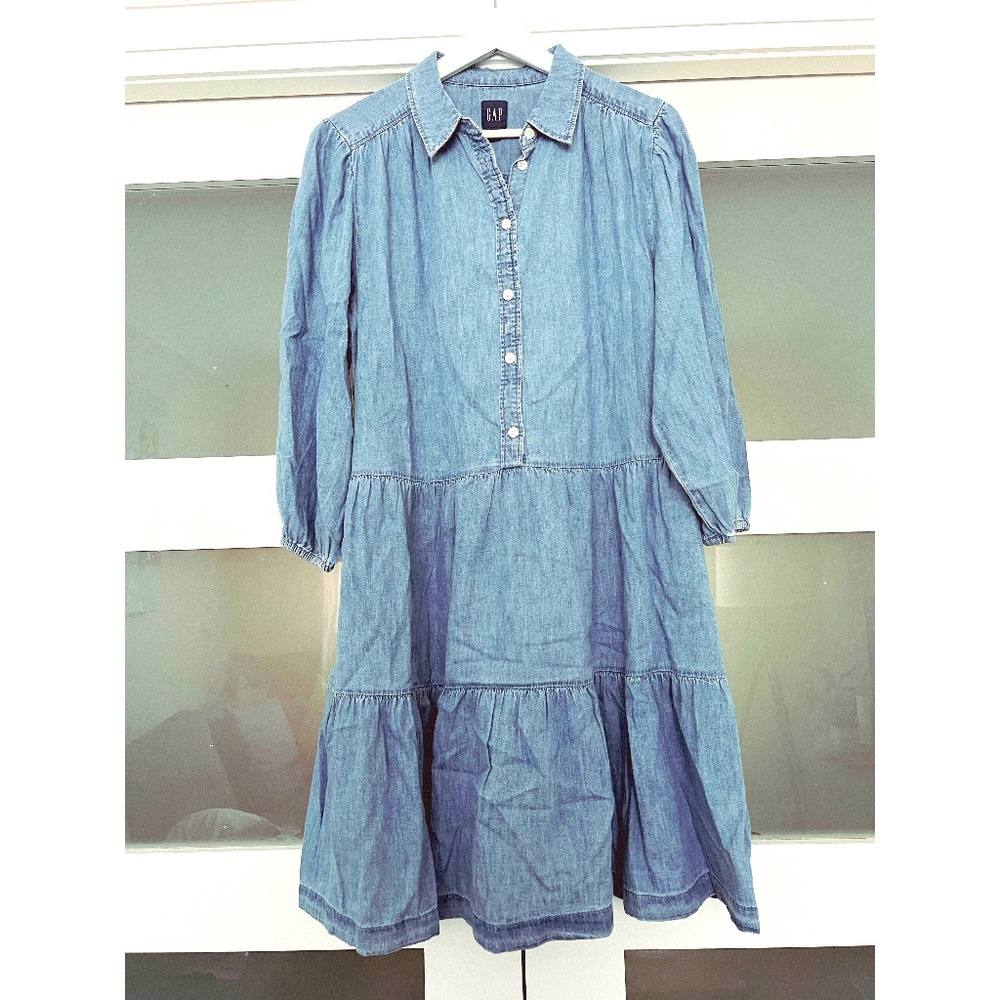 GAP Blue Denim Midi Dress
